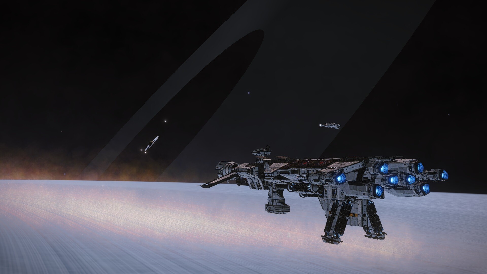 The I.S.V. Schwarzschild orbiting Planet AB 2 E in system OOC FLEAU GG-F D11-0 - Tenebris Sector